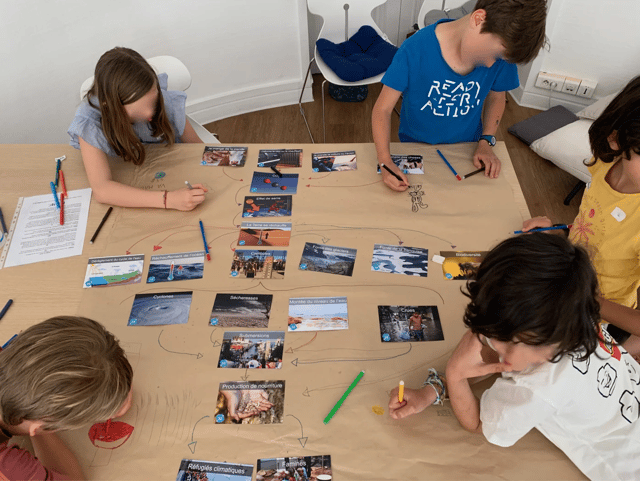 Enfant qui apprennent fresque du climat - écologie